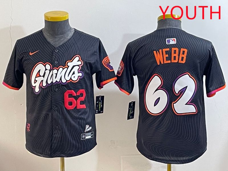 Youth San Francisco Giants #62 Webb Black Joint Name 2025 Nike MLB Jersey style 2->youth mlb jersey->Youth Jersey